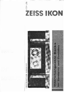 Zeiss Ikon Contarex Accessories manual. Camera Instructions.